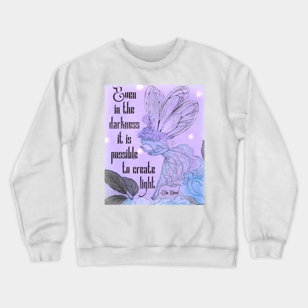 Magical Sapphic Fairy Vintage Art with Elie Wiesel Quote Crewneck Sweatshirt by ichewsyou